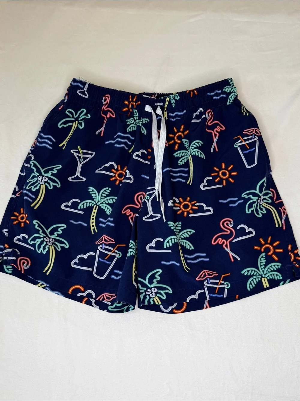 chubbies Navy Neon Tropical Swim Trunks